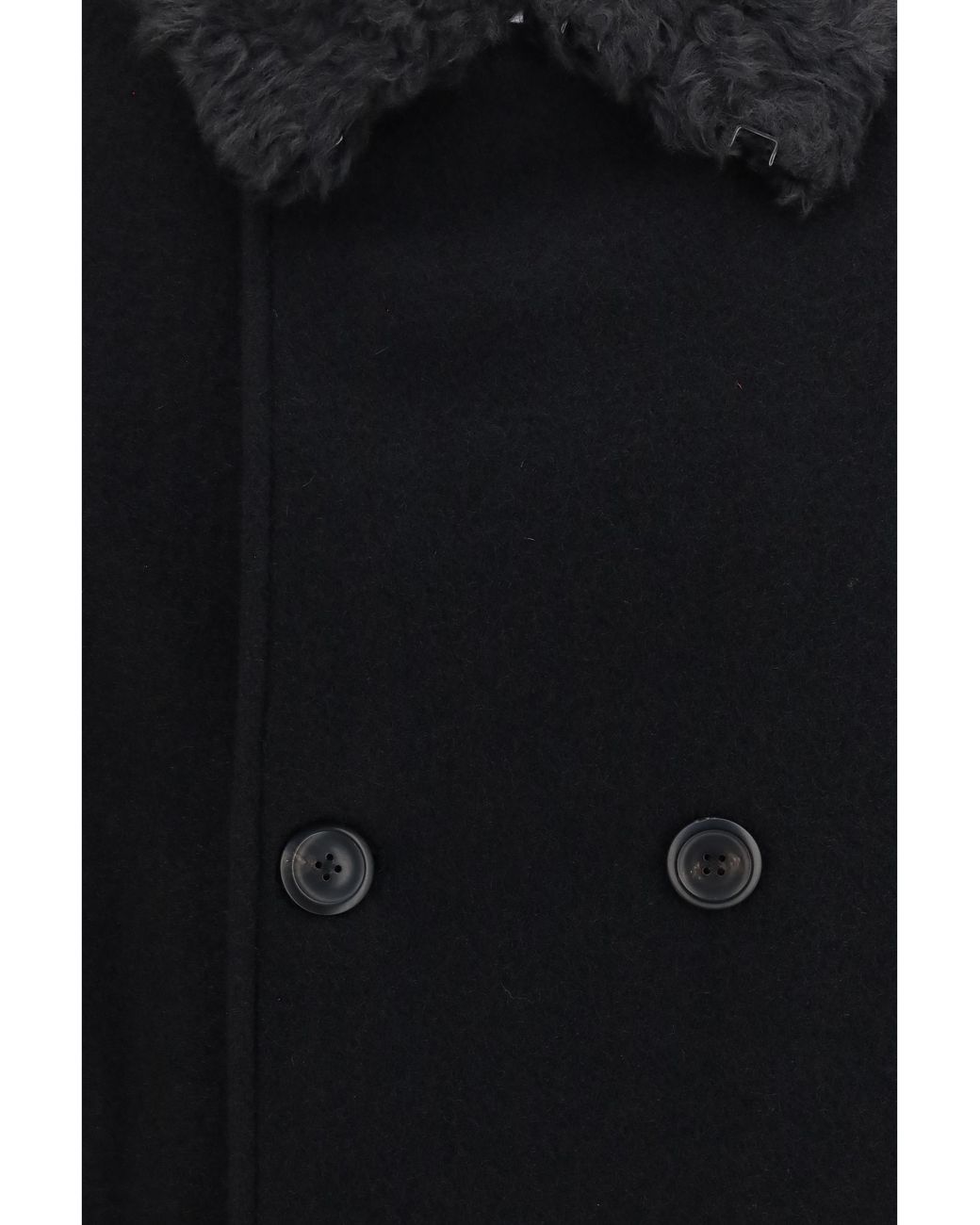 Our Legacy Black Wage Double-Breasted Coat Fleece Wool Ovis Aries for men