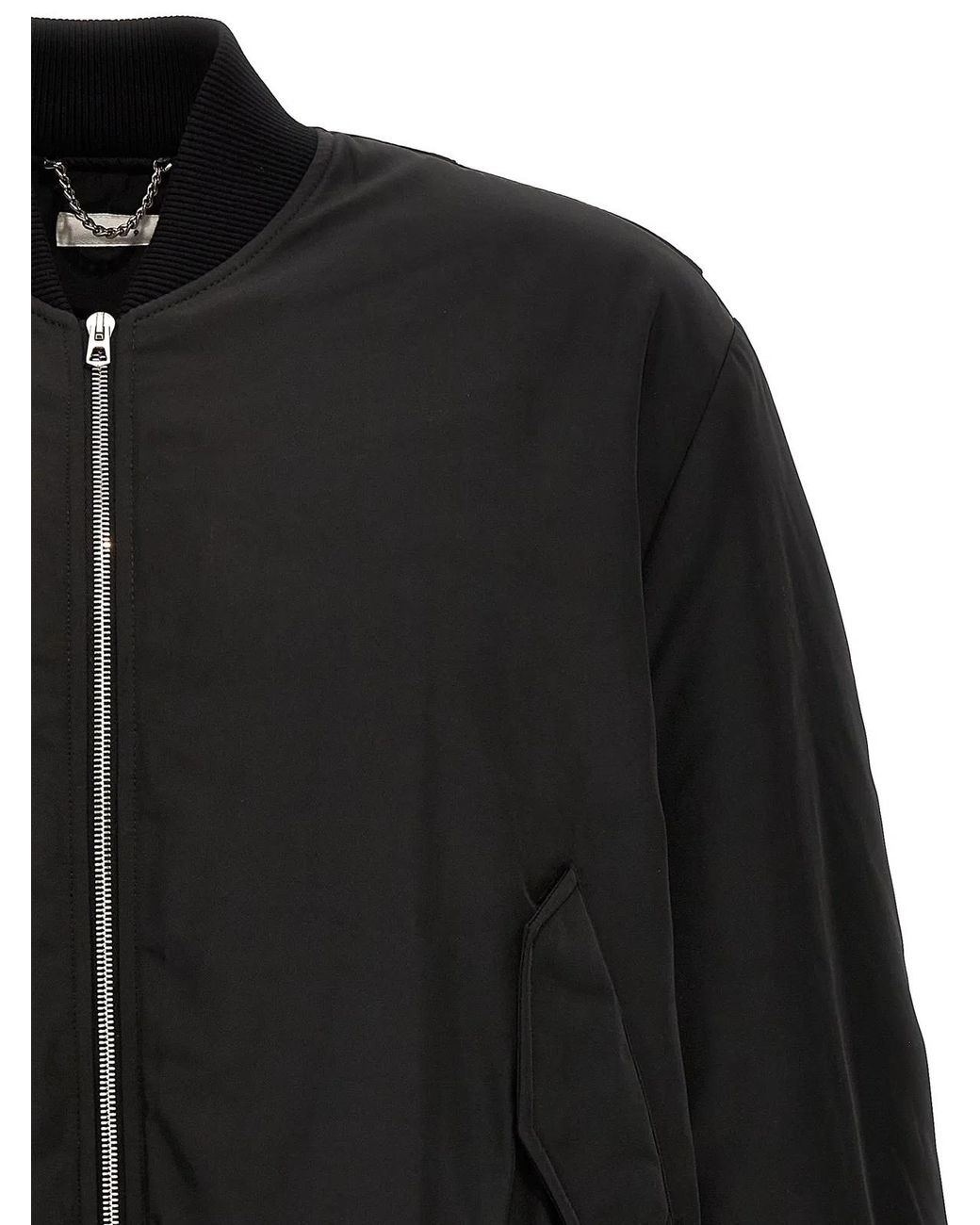 1989 STUDIO Black Nylon Bomber Jacket for men