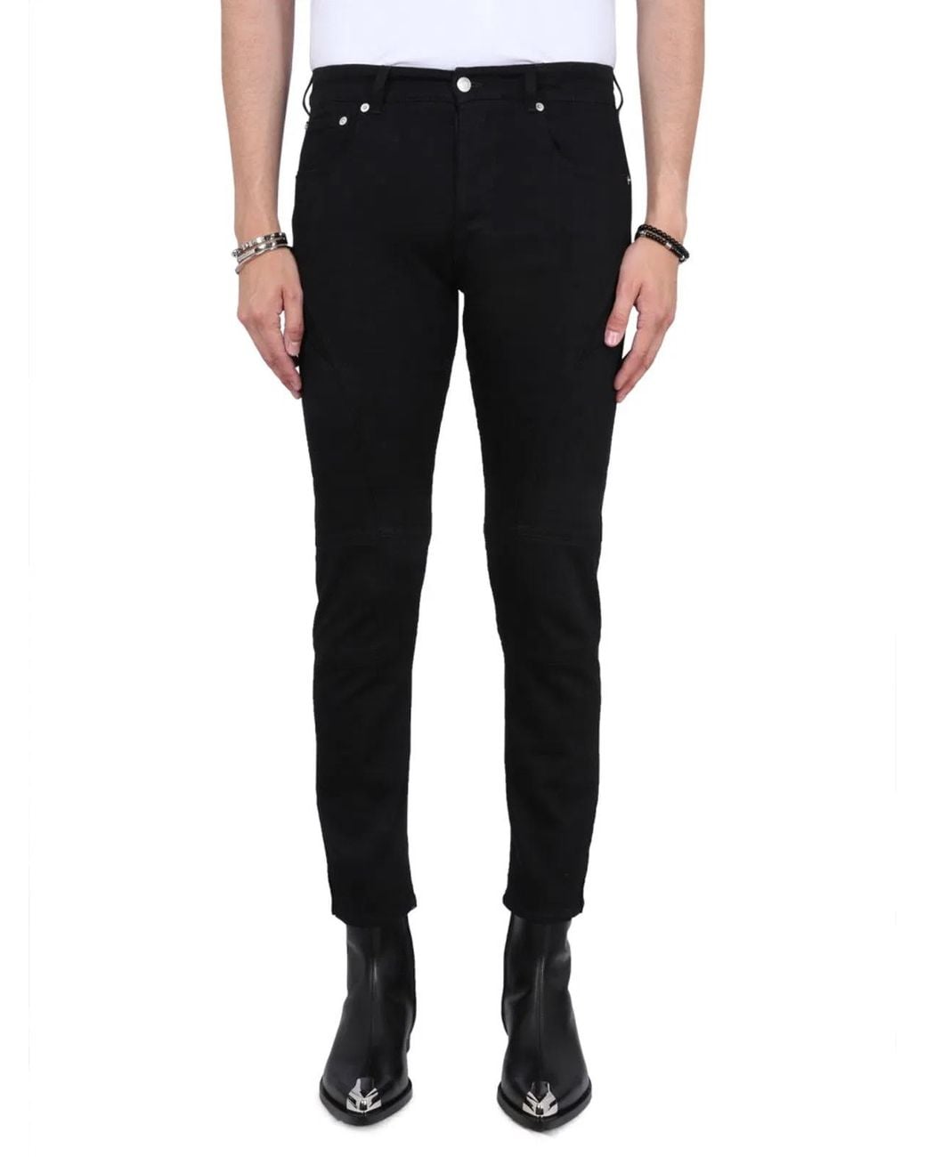 McQueen Black Biker Jeans for men