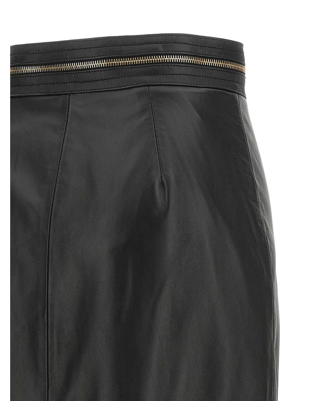 Elisabetta Franchi Black Leather Skirt