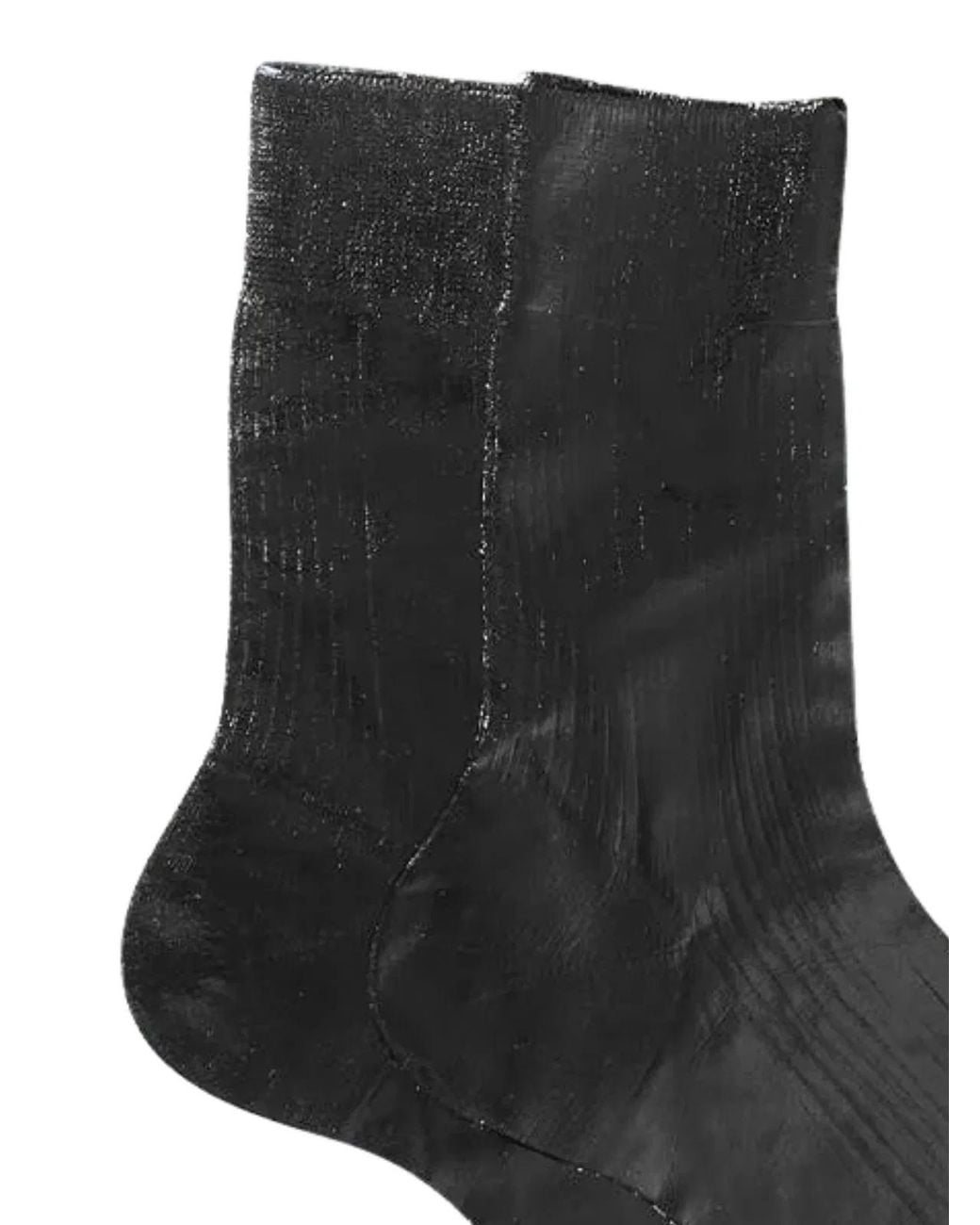 Maria La Rosa Black One Ribbed Laminated Socks