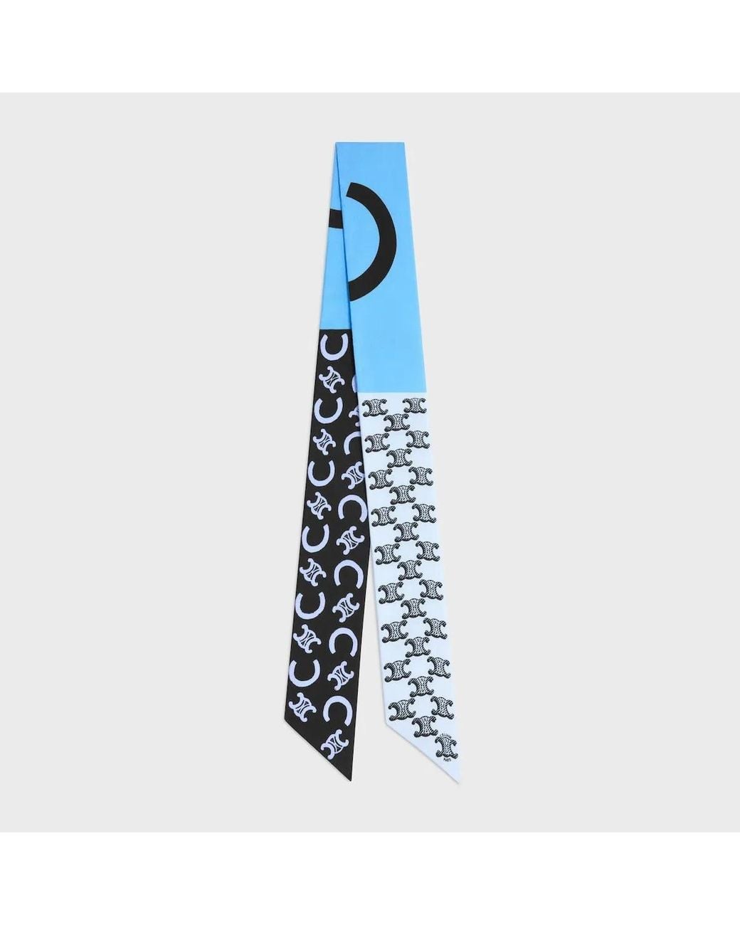 Céline Blue Triomphe-Print Silk Scarf