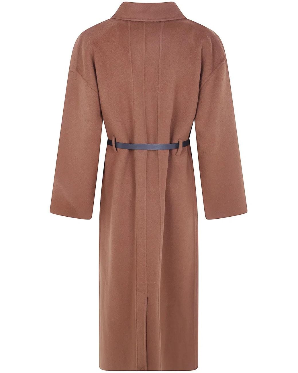 Semicouture Brown Double Wool Long Coat
