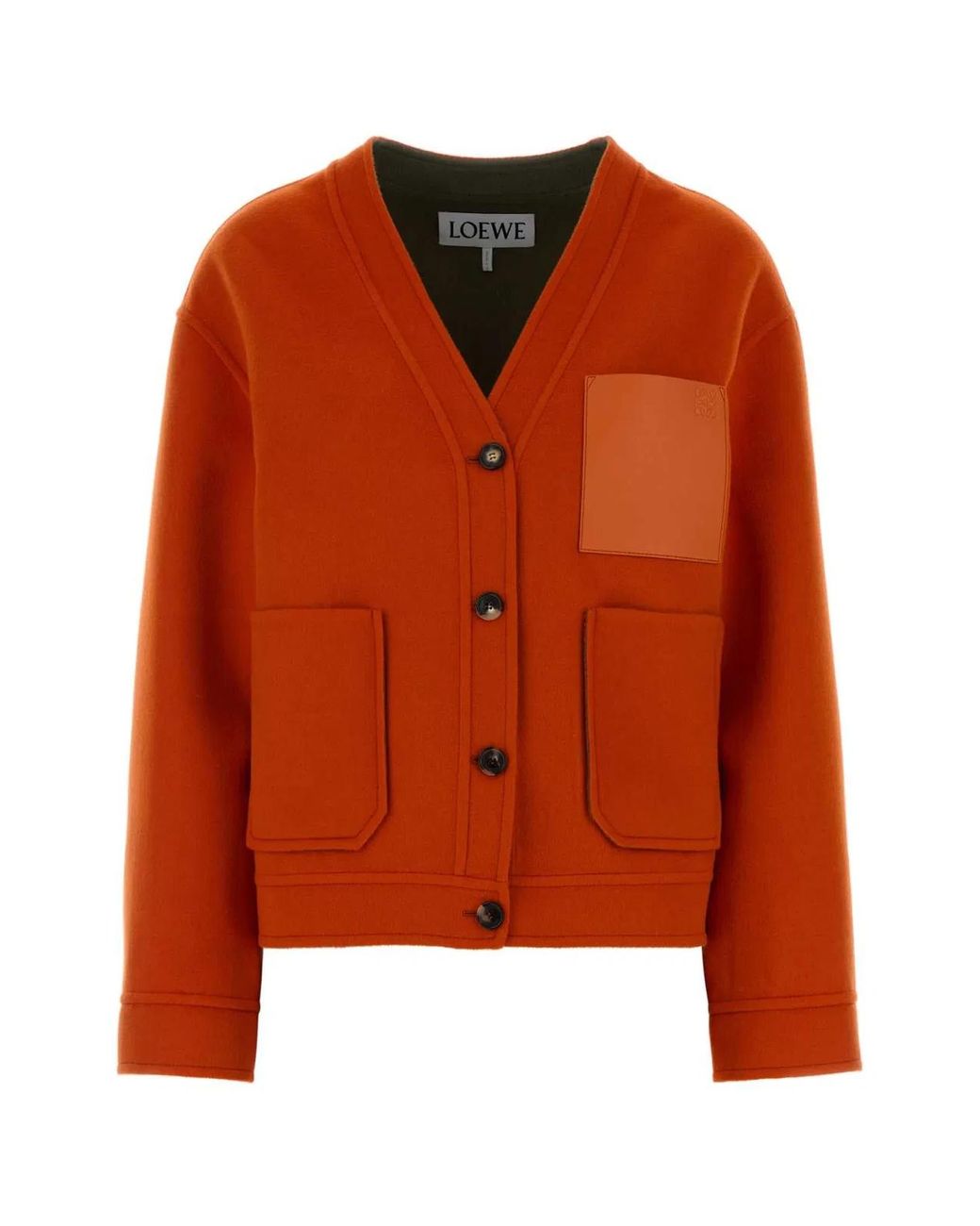 Loewe Orange Wool Blend Cardigan