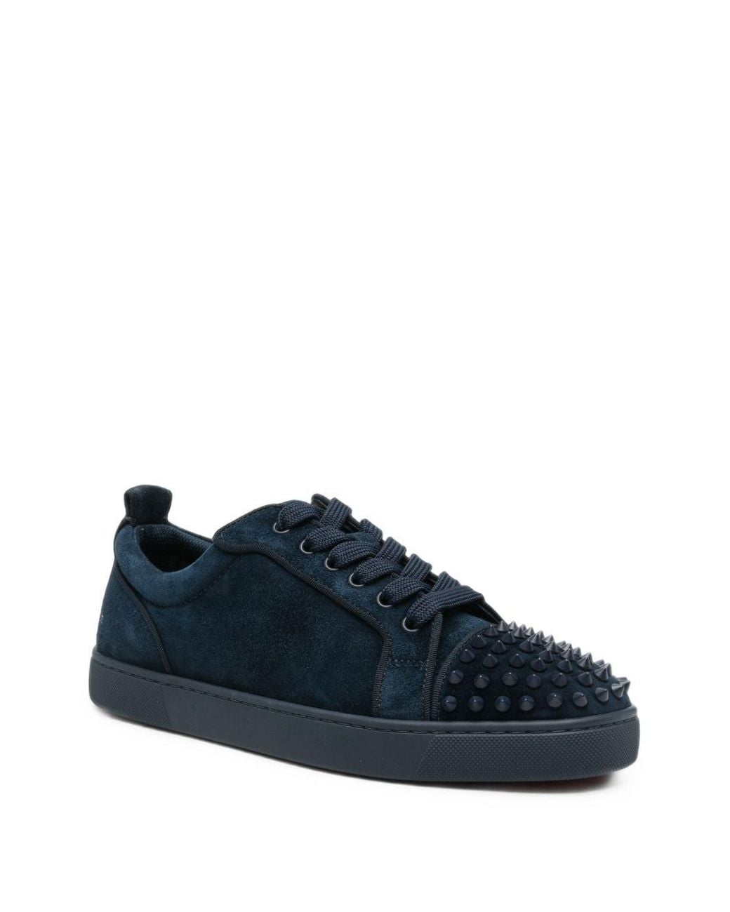 Christian Louboutin Blue Louis Jr Spikes Canopy Suede Low Top Sneakers