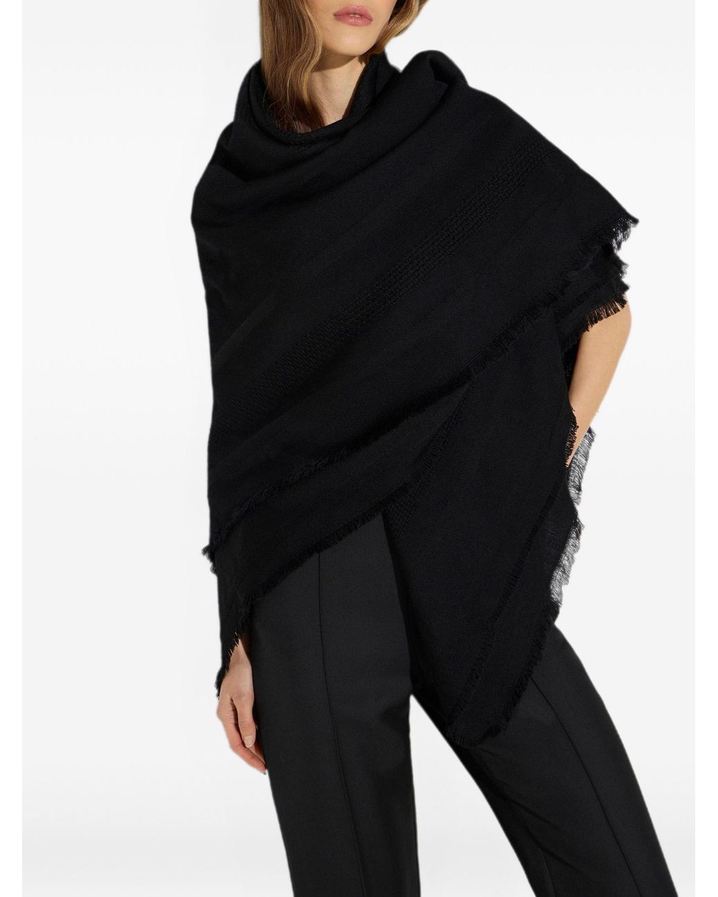 Elisabetta Franchi Black Wool Cape Outerwear