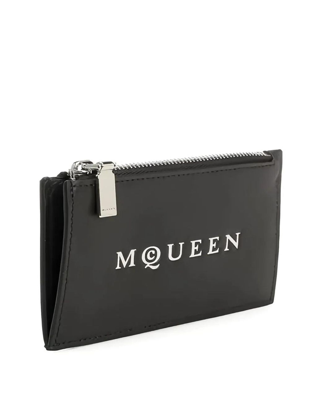 McQueen Black Leather Cardholder Wallet for men