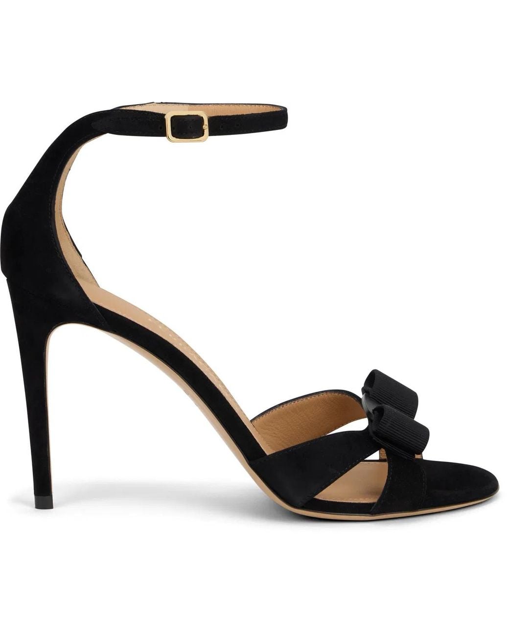 Ferragamo Black Leather Sandal With Vara Bow