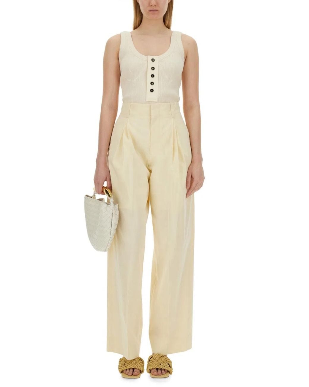 Bottega Veneta White Scoop Neck Top
