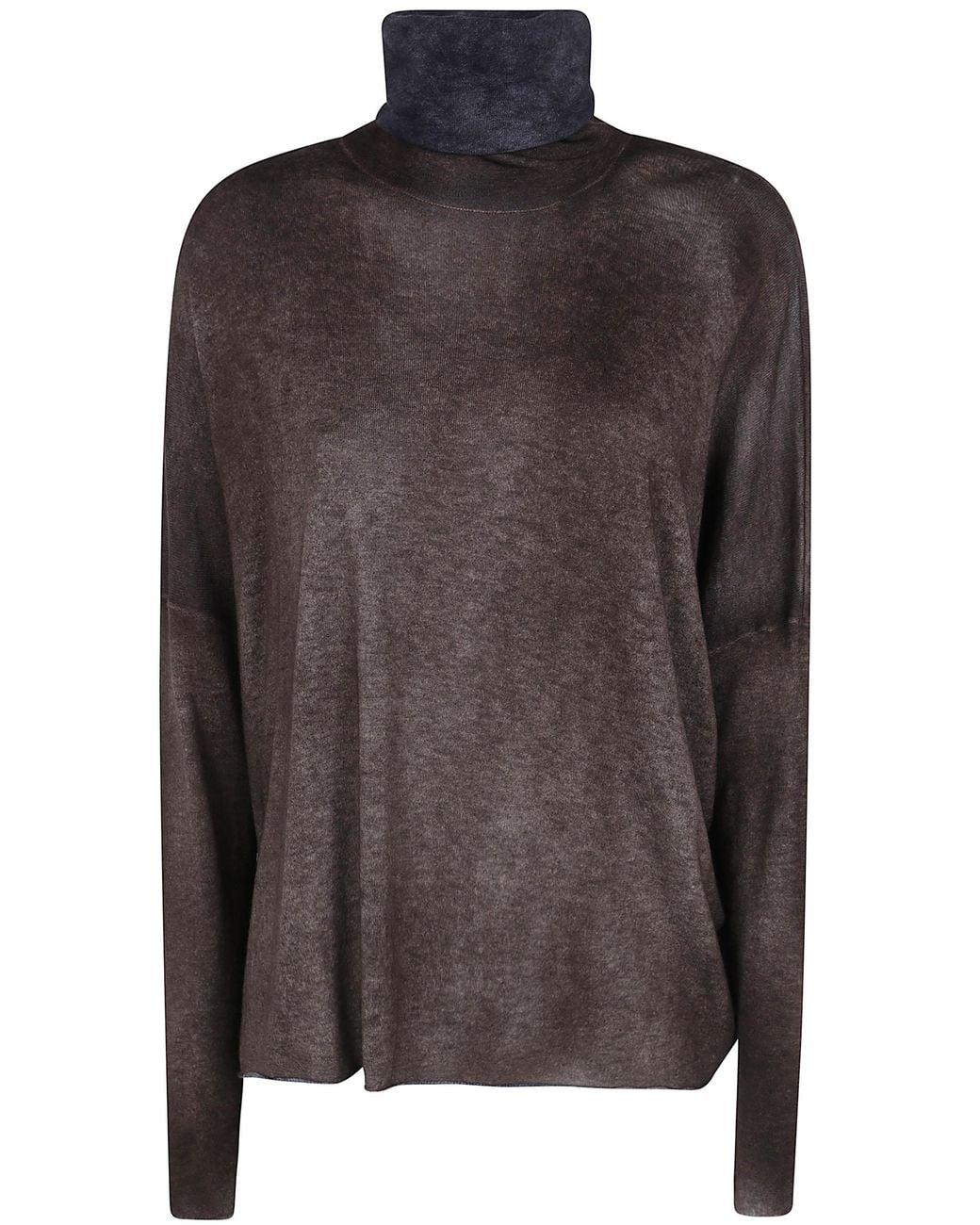 Avant Toi Brown Hand Painted Ultralight Cashmere Wool High Neck Pullover