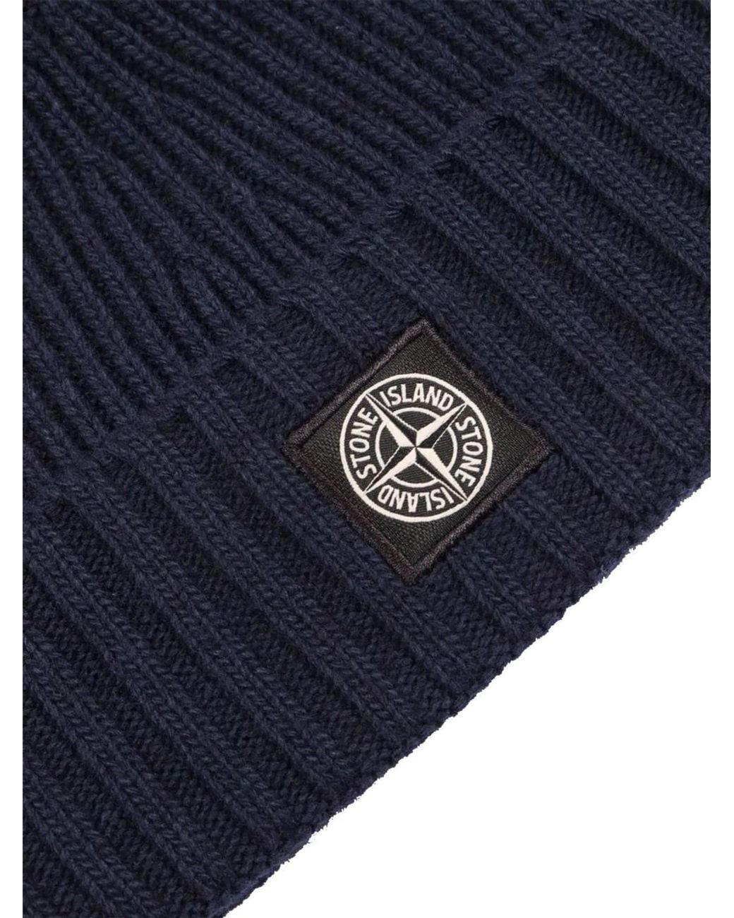 Stone Island Blue Beanie Hat