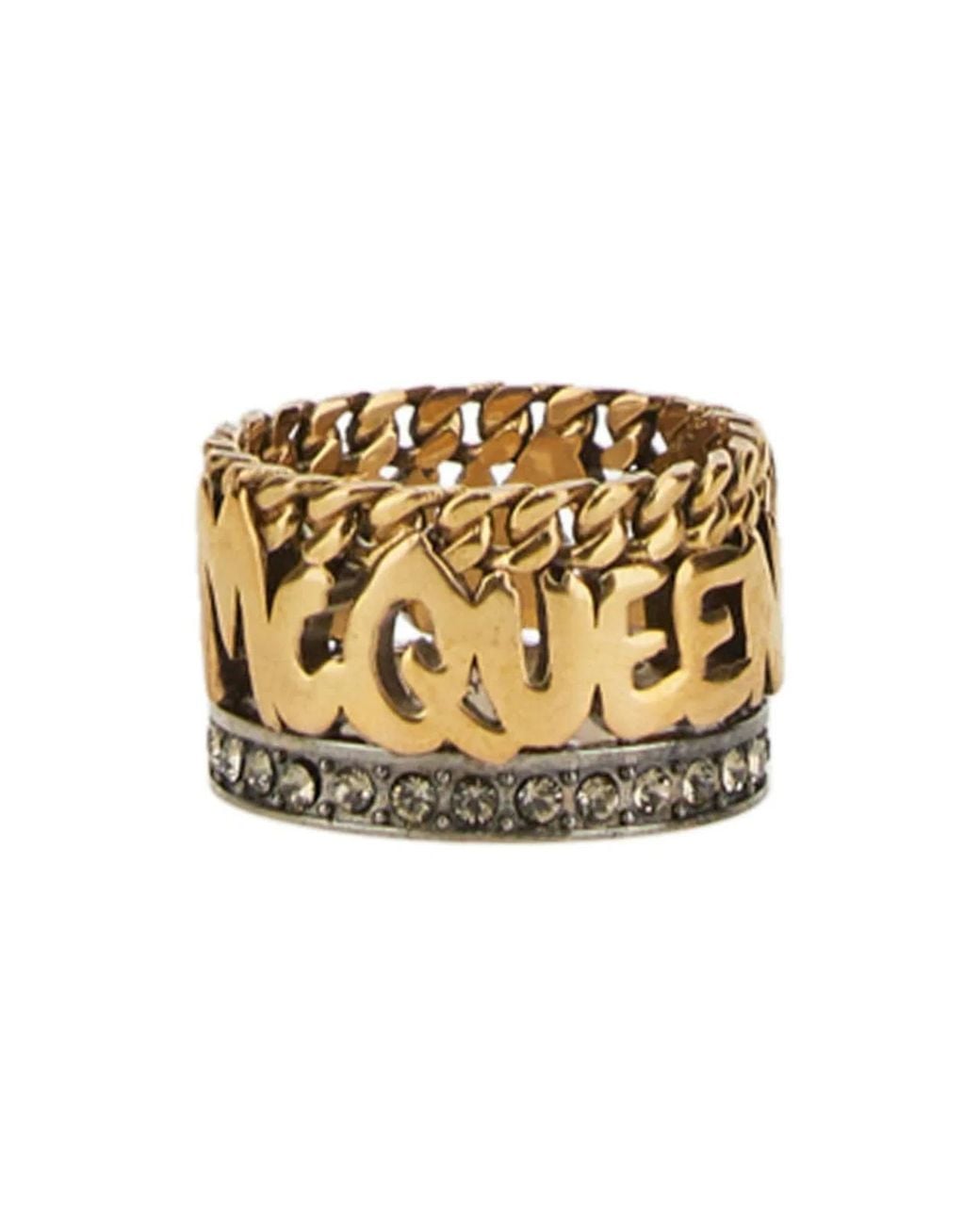 McQueen Metallic Graffiti Ring