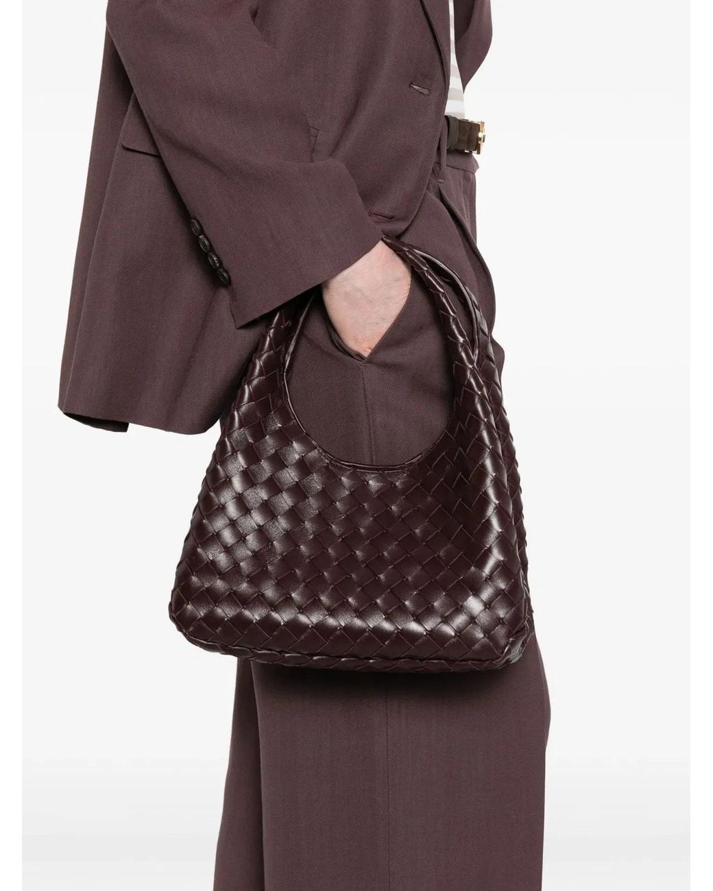 Bottega Veneta Black Small Campana Intrecciato Shoulder Bag