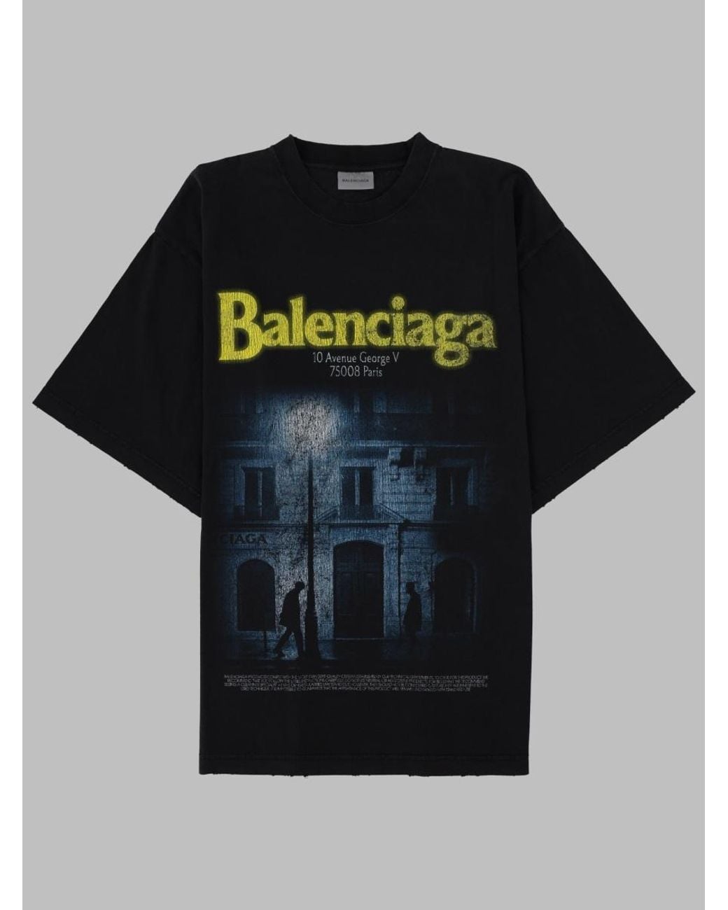 Balenciaga Black T-Shirt Con Stampa