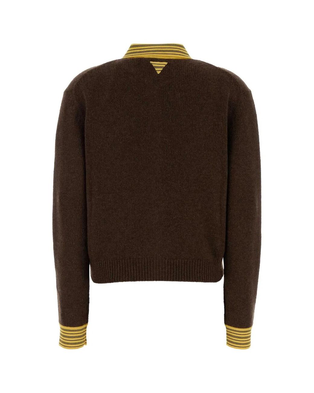 Prada Brown Knitted Shirt Collar Cardigan