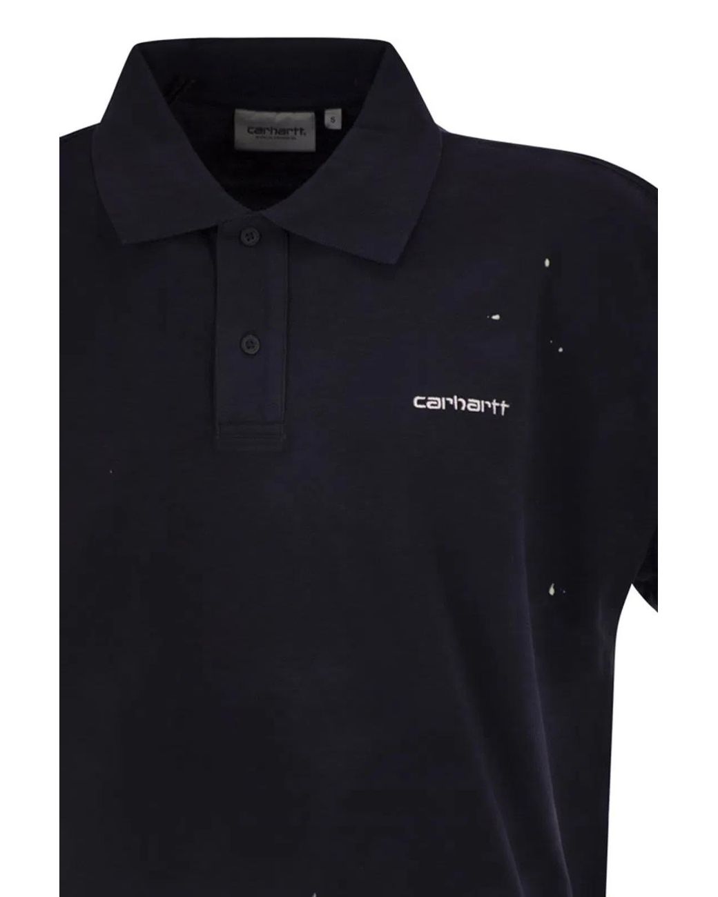 Carhartt Blue Cotton Polo Shirt With Paint Splatter Details