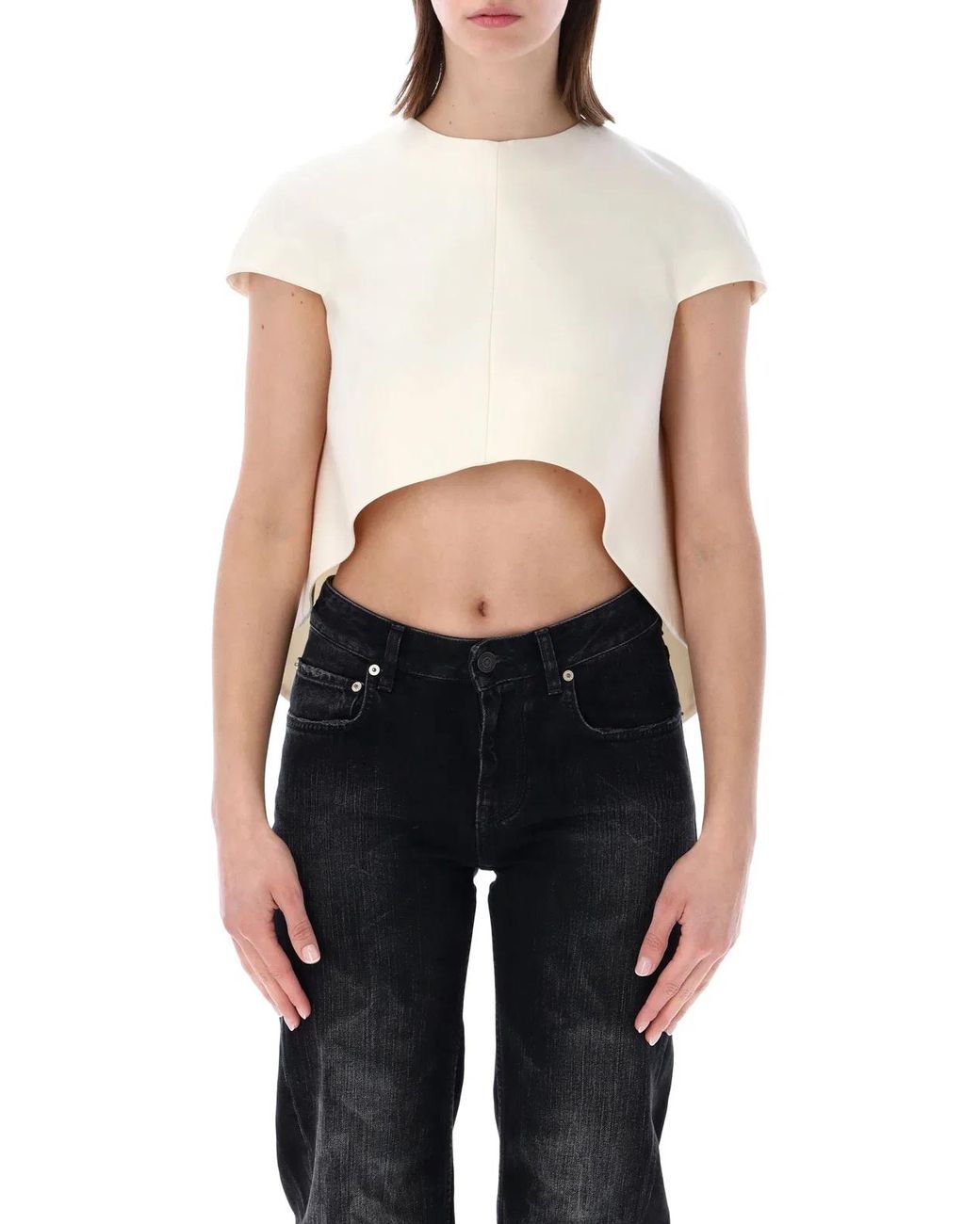 Balenciaga Black Asymmetric Cropped Top