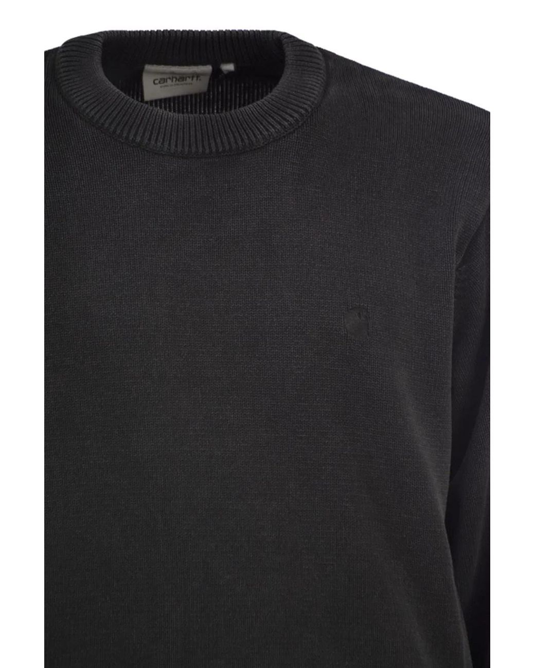 Carhartt Black Cotton Crew Neck Jumper With Embroidered Logo