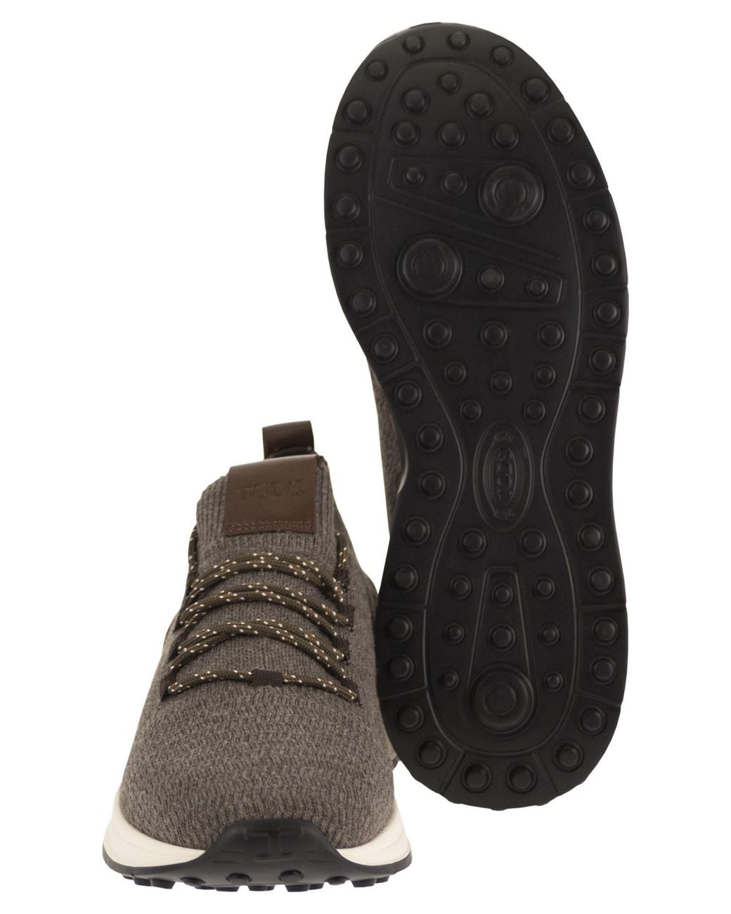 Tod's Brown Technical Fabric Sneakers With Leather Inserts for men