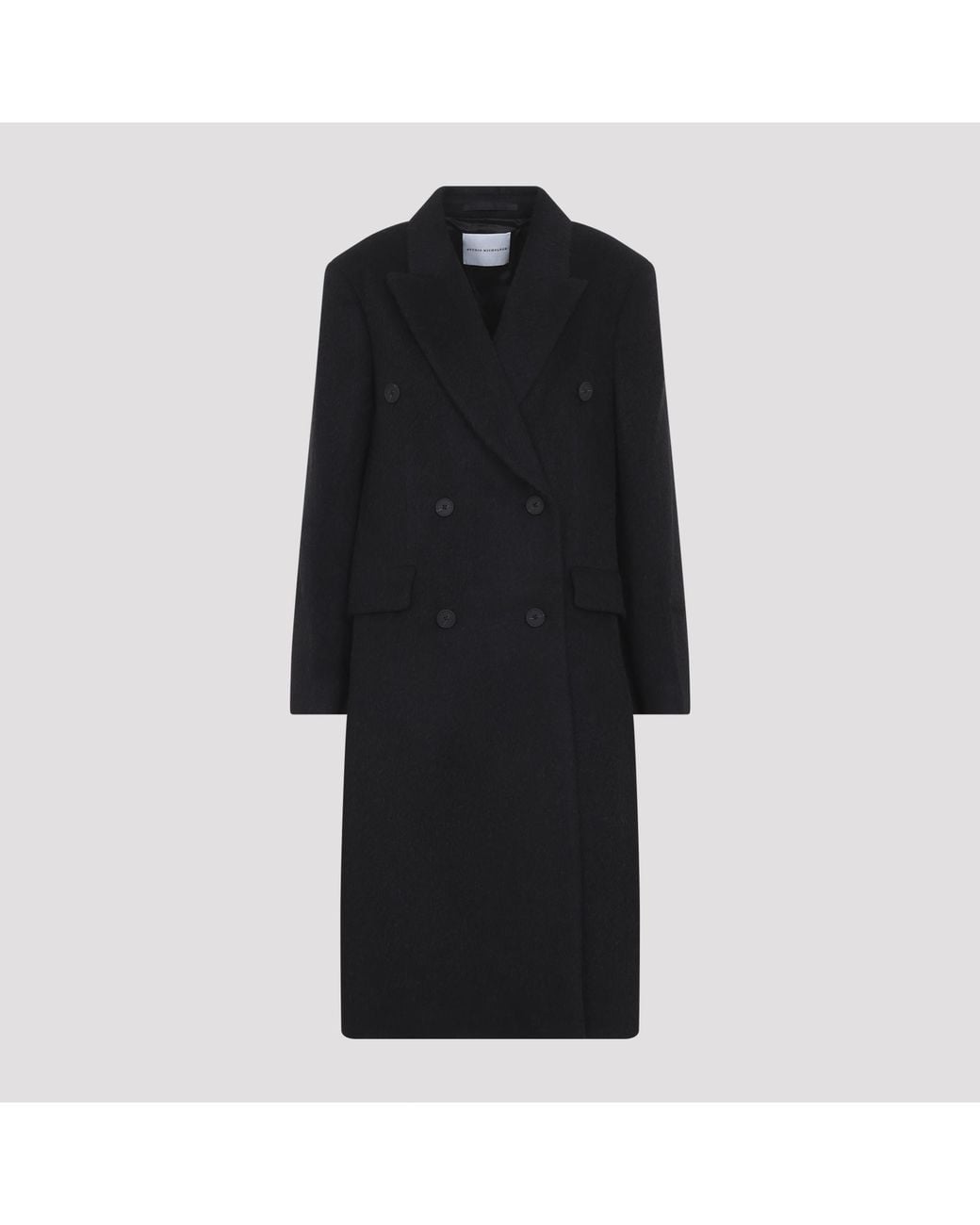 Studio Nicholson Black Aber Oversized Double Breasted Coat