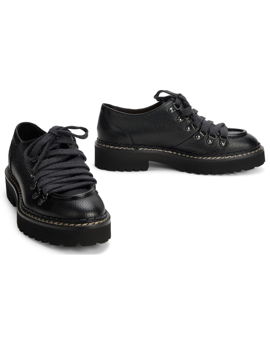 Doucal's Black Laced Leather Shoes