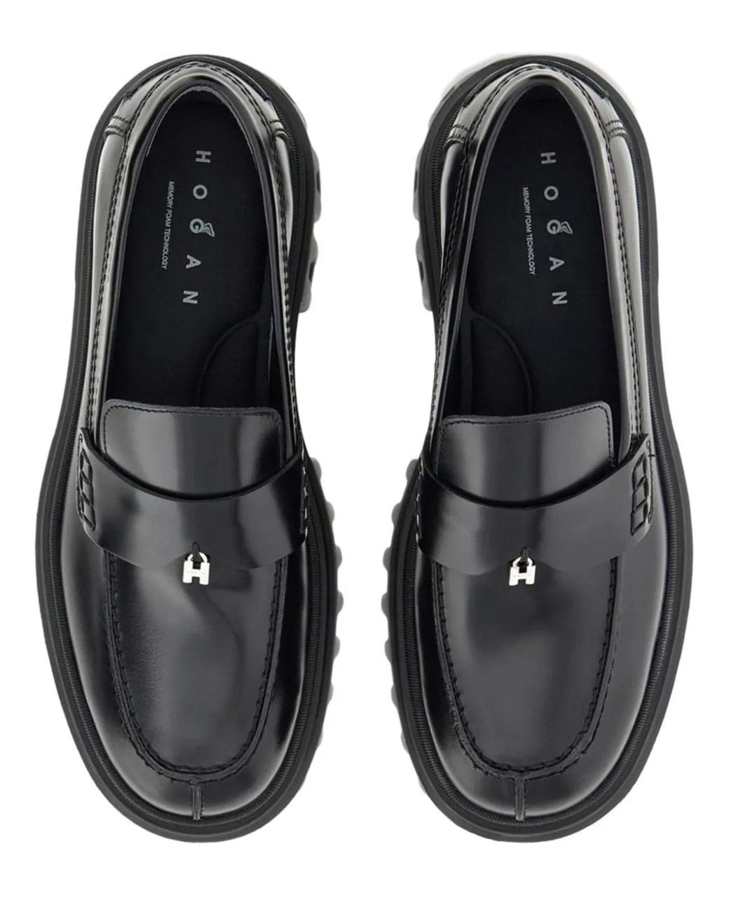 Hogan Black Leather Slip-On