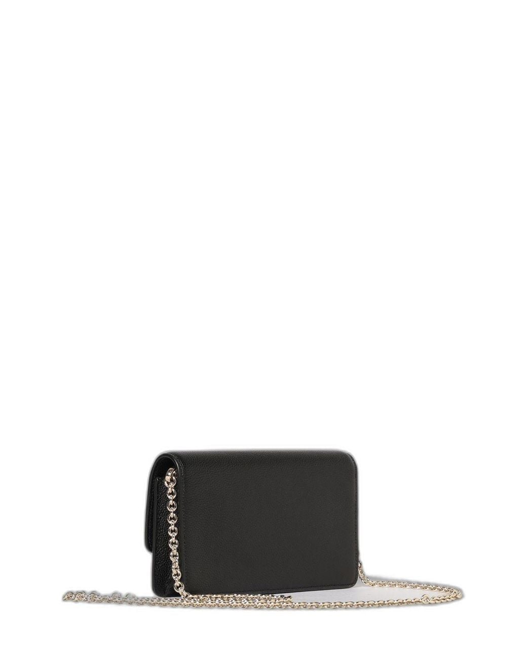 Emporio Armani Black Grained Leather Clutch With Chain