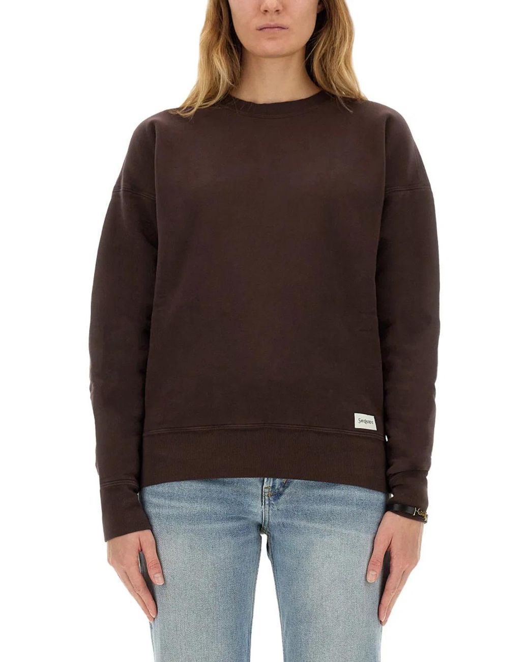 Saint Laurent Brown Sweatshirt With Logo