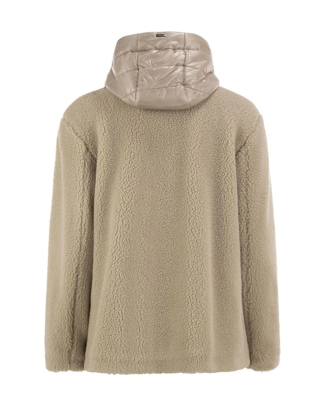Herno Natural Teddy Jacket With Padded Hood