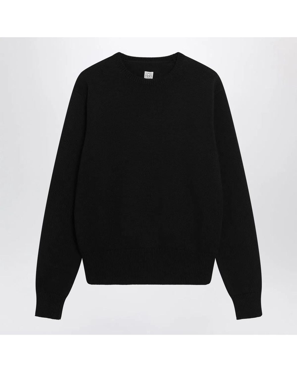 Totême Black Cotton Crew Neck Jumper