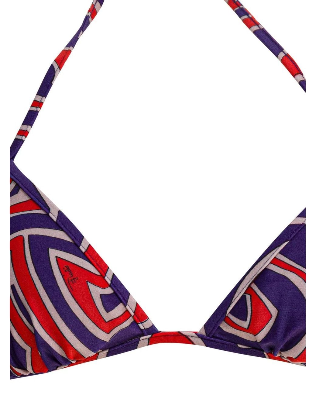 Emilio Pucci Red Labirinto Print Triangle Bikini Top