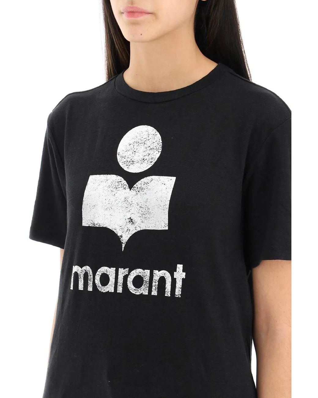 Isabel Marant Black Isabel Marant Etoile Zewel Logo Shortsleeve Linen Tshirt