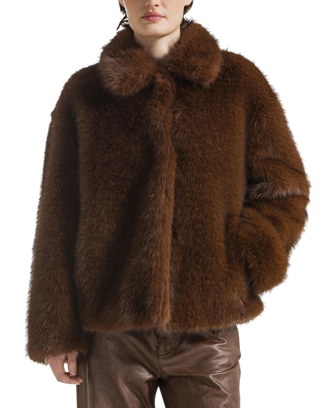SEVENTY VENEZIA Brown Short Faux Fur Coat