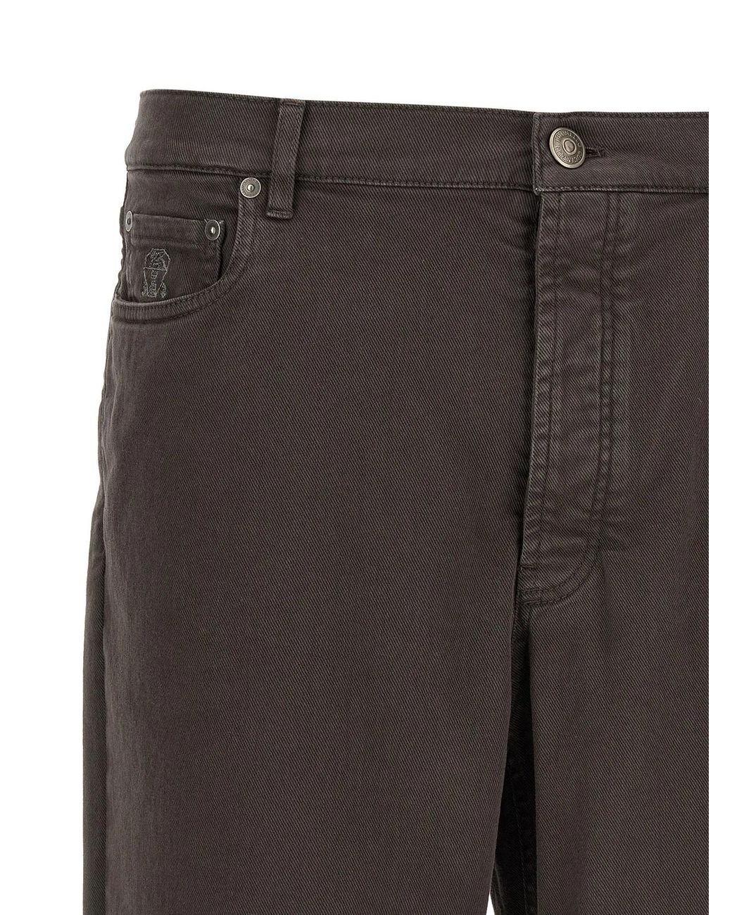 Brunello Cucinelli Gray Garment-Dyed Denim Jeans for men