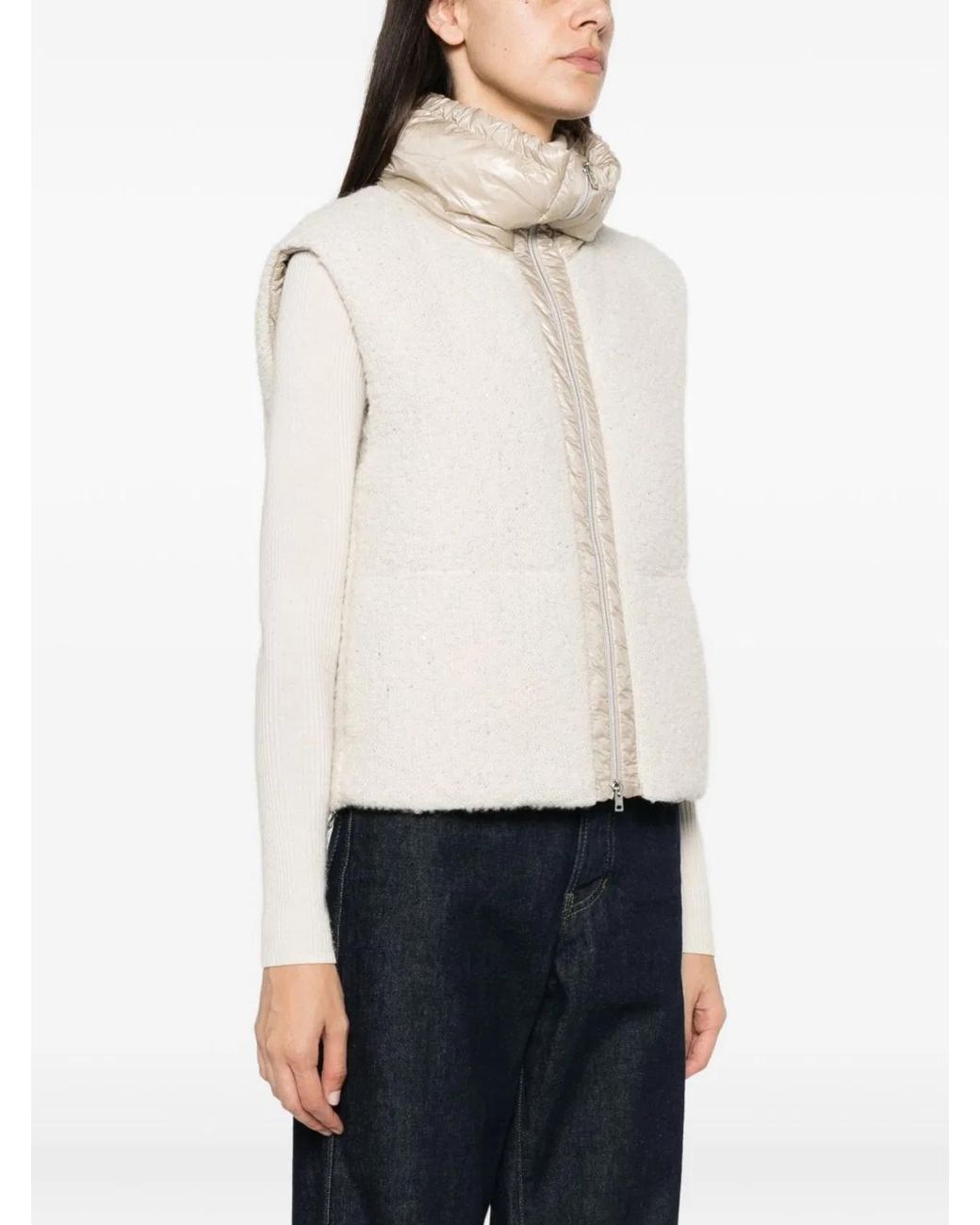 Herno Natural Sequin Sleeveless Zip Jacket