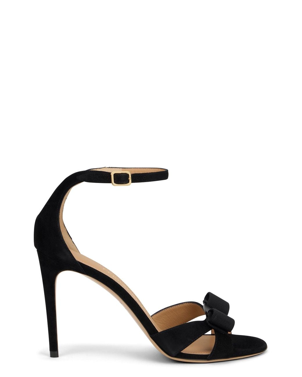 Ferragamo Black Leather Sandal With Vara Bow