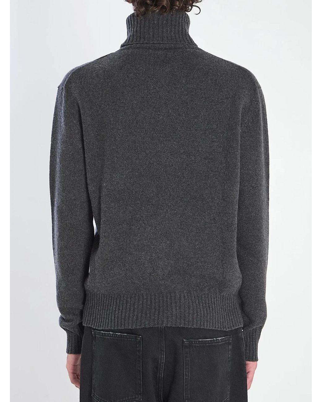 AMI Gray Ami De Coeur Turtleneck Sweater for men