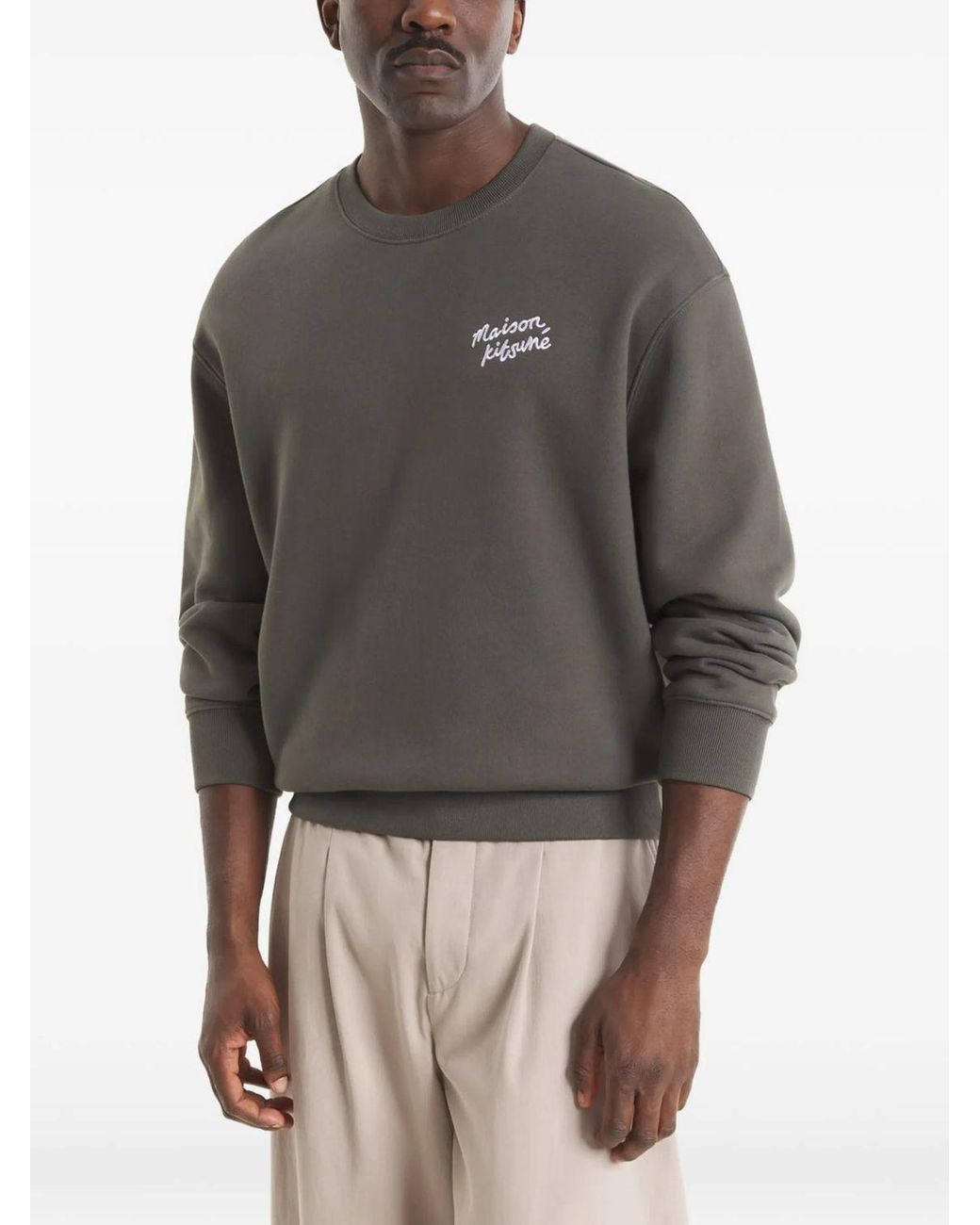 Maison Kitsuné Gray Maison Kitsuné Cotton Sweatshirt Wih Logo for men