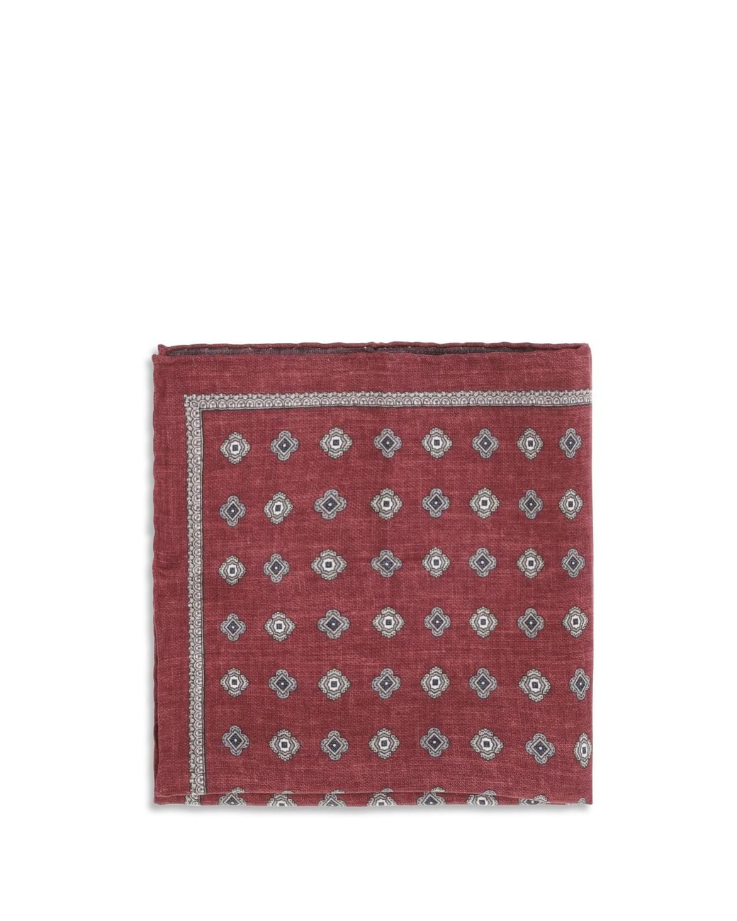 Brunello Cucinelli Red Jacquard Silk Pocket Square for men