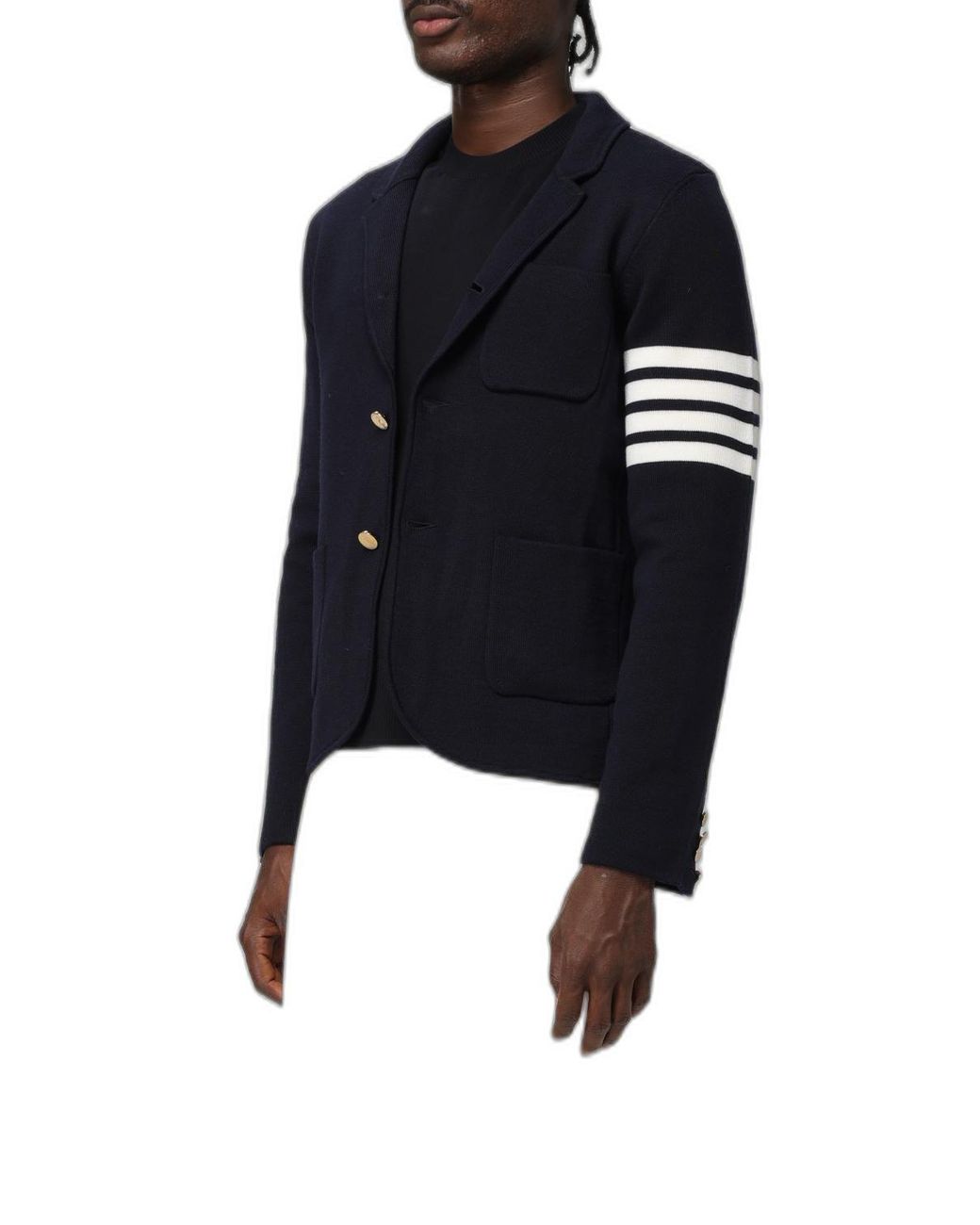 Thom Browne Blue Single-Breasted Wool Jacket With Four-Bar Sleeve Detail for men