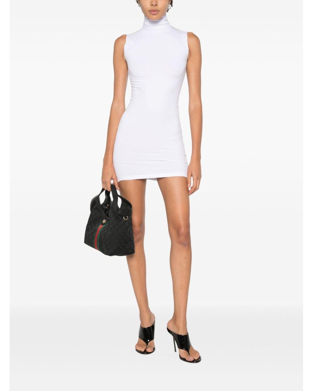 Gucci White Nylon Jersey Mini Dress