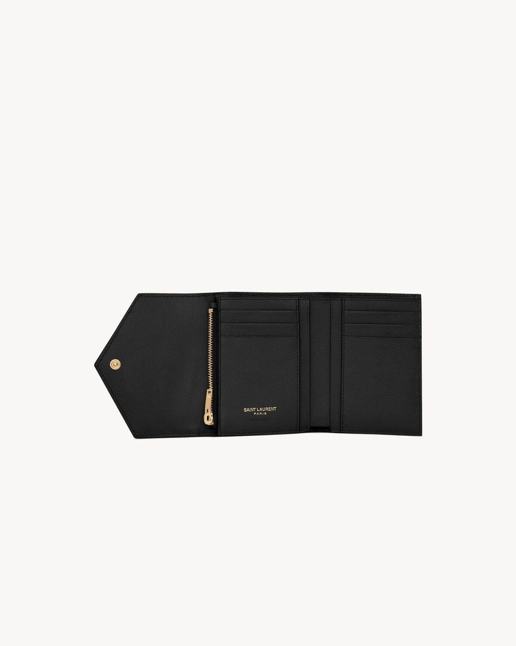 Saint Laurent White Cassandre Matelassé Compact Tri Fold Wallet