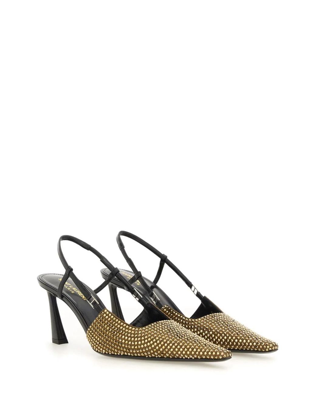 Saint Laurent Metallic 115Mm Crystal-Embellished Satin Pumps
