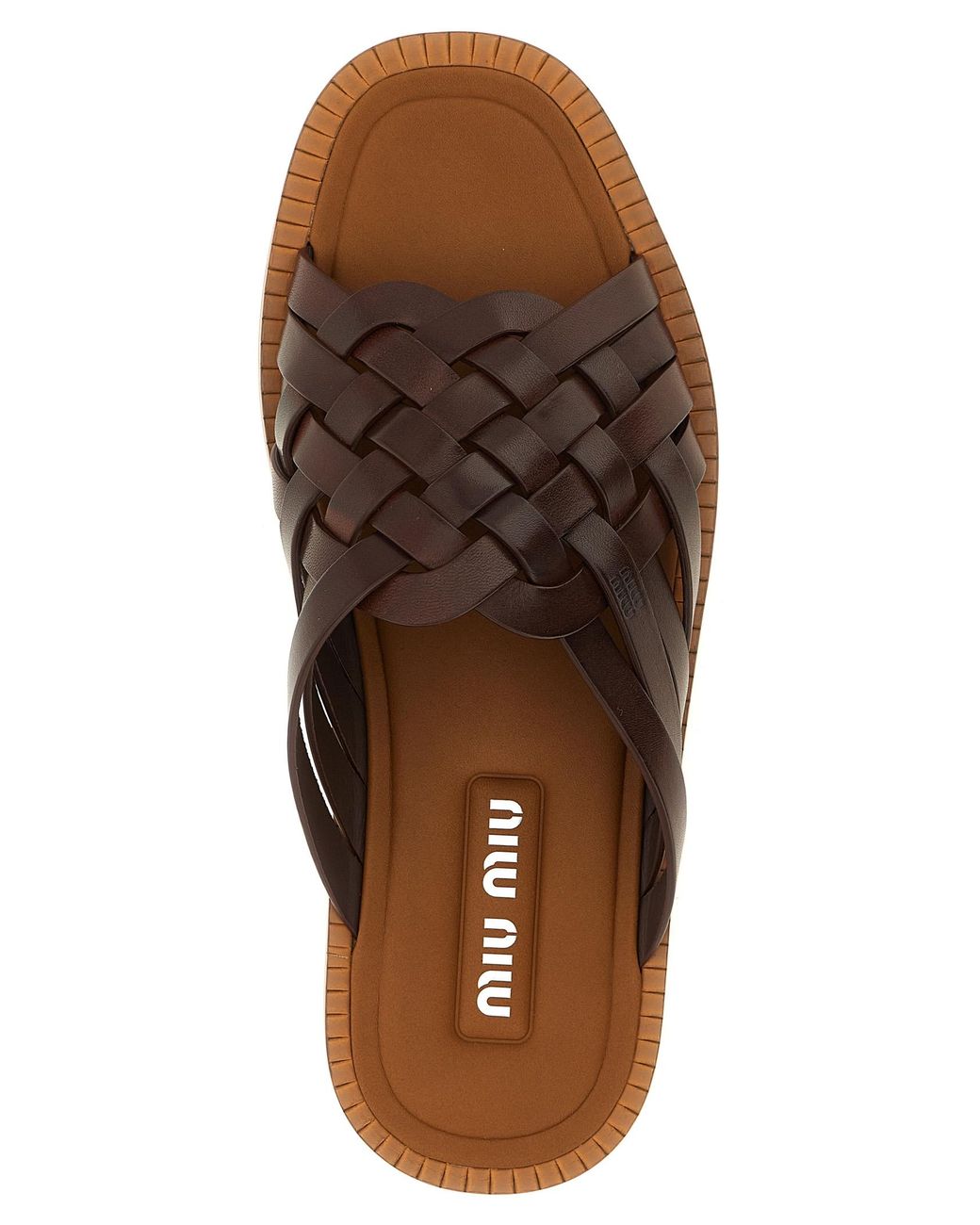 Miu Miu Brown Waxed Leather Sandals