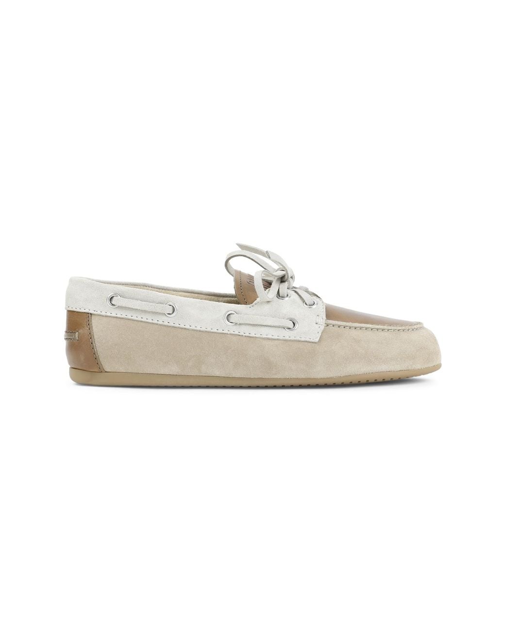 Miu Miu White Leather And Suede Loafers