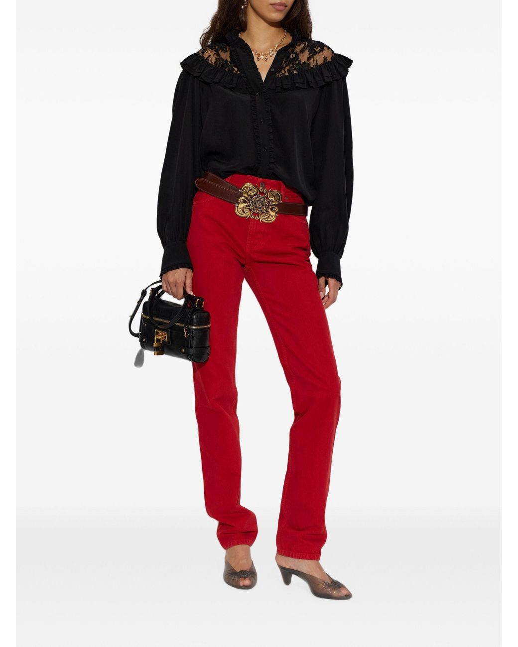 Chloé Red Cotton Denim Pants