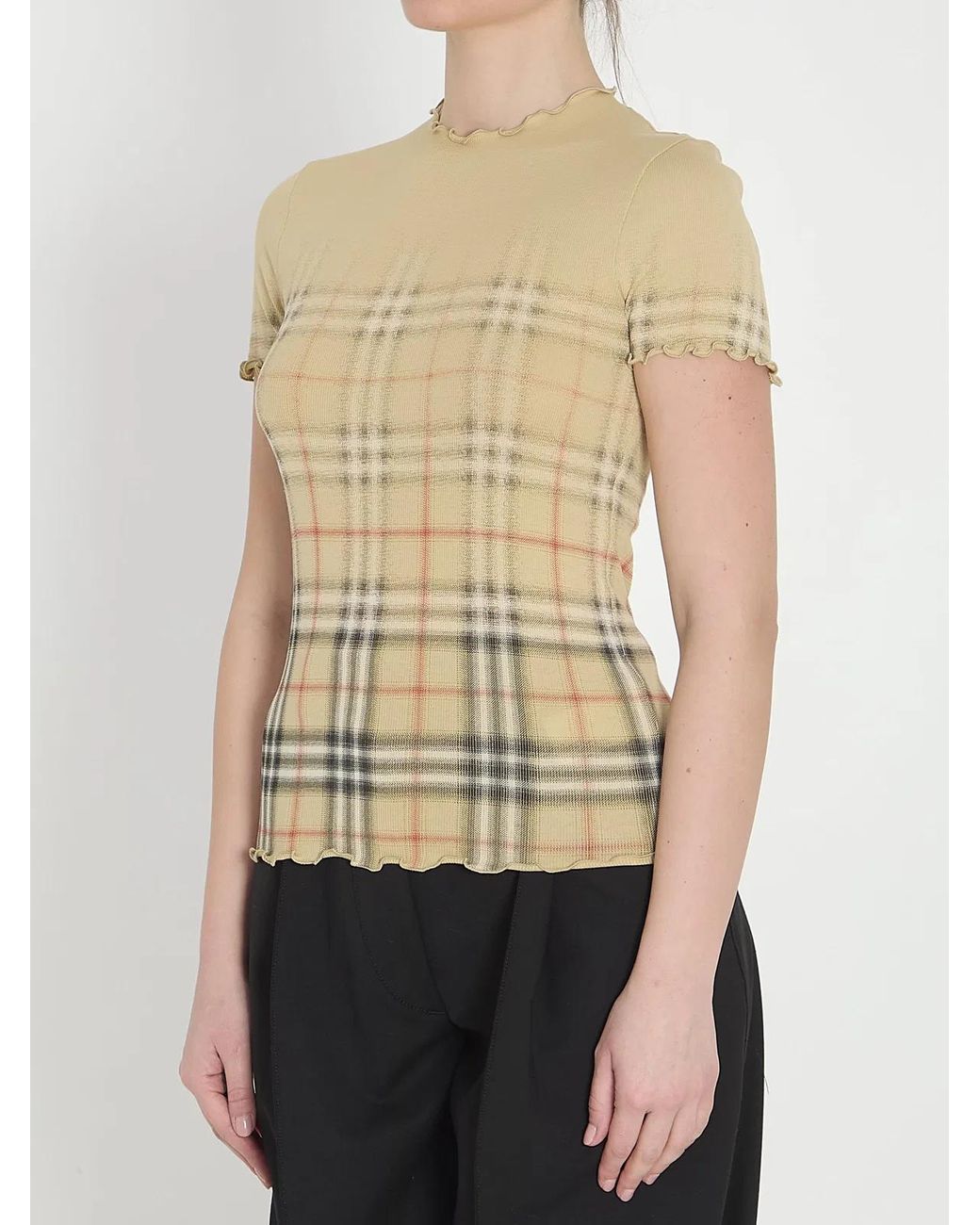 Burberry Natural Sand Check Letty Degrade T-Shirt