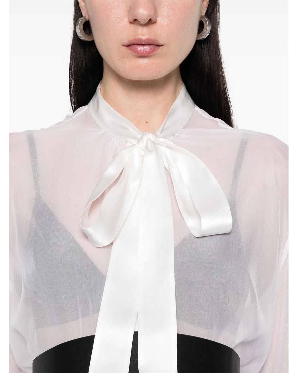 Dolce & Gabbana White Dolce & Gabbana Silk Chiffon Shirt
