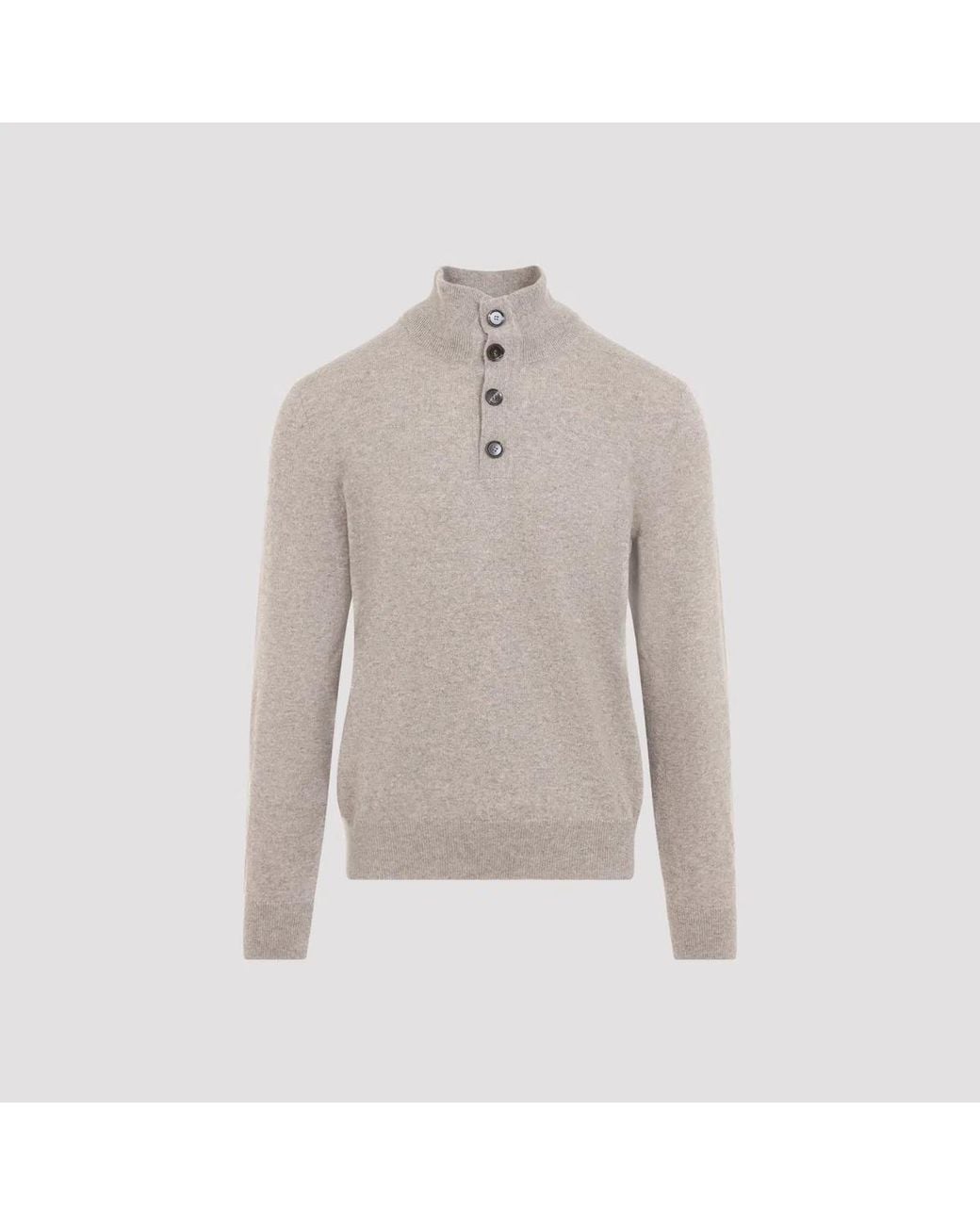 Brioni Gray Half-Button Up Sweater for men