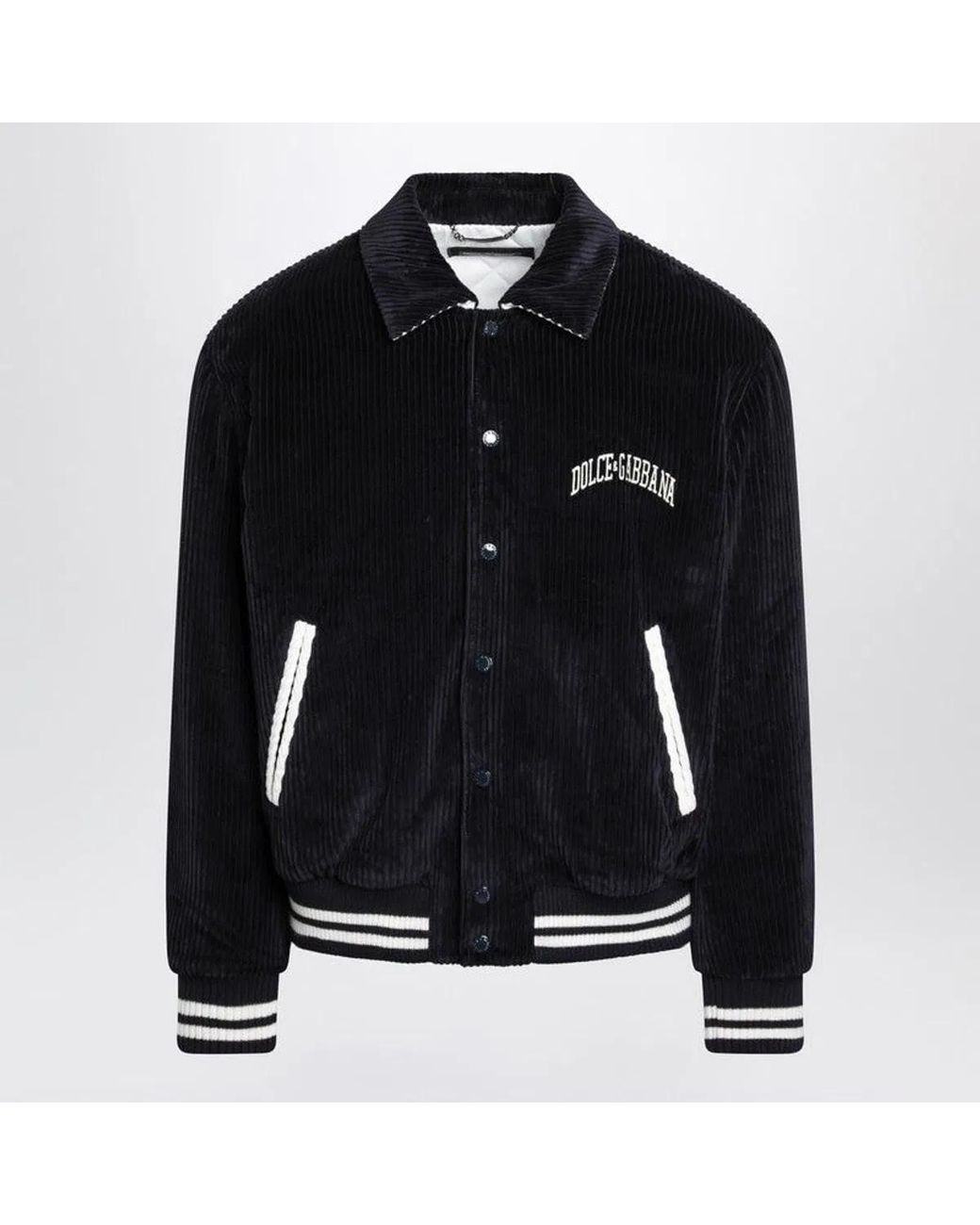 Dolce & Gabbana Black Corduroy Varsity Bomber for men